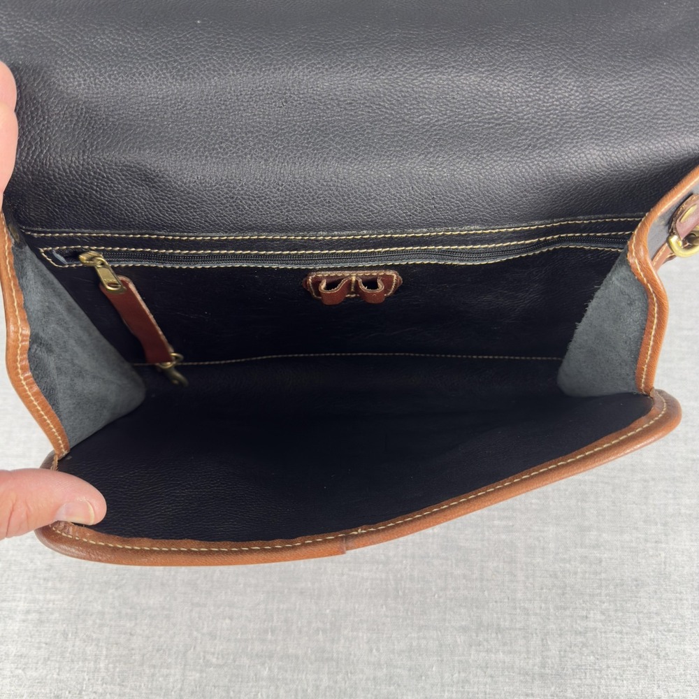 Brahmin Crossbody Bag Womens Black Brown Leather Flap Purse Two Tone Messenger - Picture 5 of 15